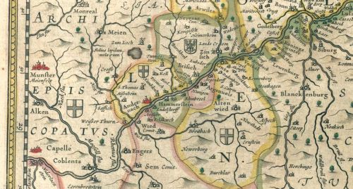 Karte des Erzbistums Köln von 1645 (Ausschnitt)